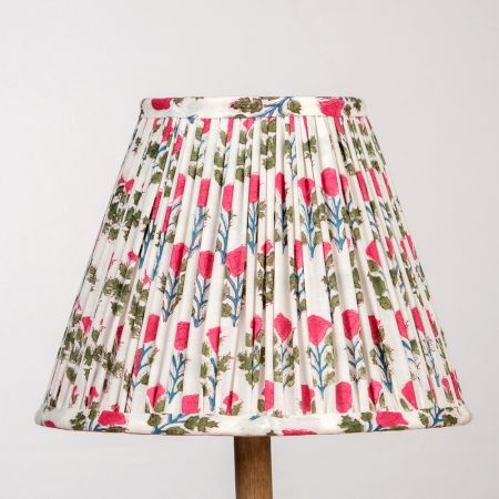 White Pink Block Print Empire Lampshade Large